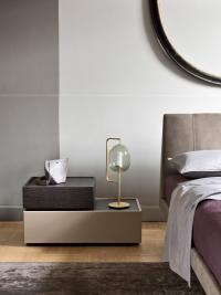 Raiki Plus bedside tables with asymmetric elements matched with the dresser shown in the previous image