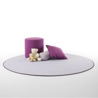 Aliwal Violet round rug combined with Cherie ottoman