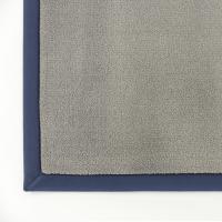 Bruges pearl grey rug with medium blue edge
