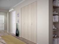 Tilt d.35 space-saving wardrobe in a light elm laminate finish