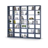 Almond d.45,6 double-sided modular bookcase cm 273 (45 + 60 + 60 + 60 + 45 modules) h.259,6 in Ocean matt lacquer finish