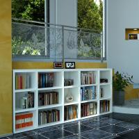 Almond d. 45,6 wall modular bookcase that can be composed to fit your needs. Finish: lime white matt lacquer