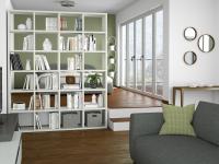 Almond d.32,8 lacquered double-sided bookcase in white laminate finish