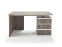 Almond linear desk here pictured in Montana laminate finish with white lacquered details