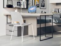 Almond desk with top and 2-drawer cabinet, leg and Kios spacer