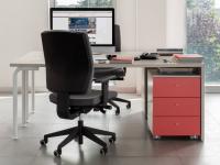 Almond desk can be used in a workind space or home-office matched with a cabinet on casters (leg in the photo not available)