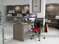 Almond custom corner desk - sizes cm 120 x 90, left direction with top and structure in montana laminate; thickness cm 5
