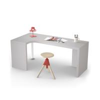 Almond custom corner desk - sizes cm 180 x 90 (D38) in Pearl matt lacquered finish