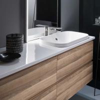 Countertop and Psiche washbasin in glossy white ceramic