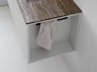 Oasis open laundry base unit in melamine or lacquer, with towel rack in black metal