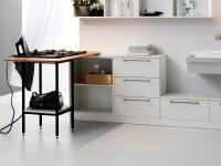 Oasis open laundry base unit with 2 compartments with a base with 3 drawers