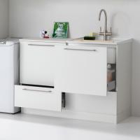 Laundry cabinet unit Oasis composed by a washbasin base (right) and 60 cm base with deep drawer and bottom drawer (left)