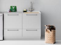 Oasis laundry-room base unit with deep drawer and bottom drawer in Reflex Pearl melamine 