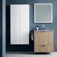Atlantic tall boy bathroom cabinet  with 2 doors - J0 White gloss-lacquer finish