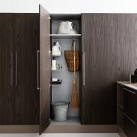Oasis laundry-room column cupboard with 3 baskets and an optional broom holder