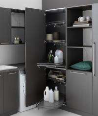 Oasis laundry-room column cupboard with pull-out trays