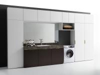 Oasis 430cm bridge unit for laundry room with washbasin, mirror, wall units and column cupboards