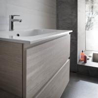 Detail of the basin cabinet in 214 skin special melamine (finish not available)