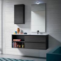 Bathroom unit with open element and drawers in 213 smoke special melamine