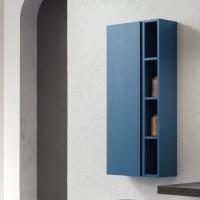 Atlantic / Frame Slim bathroom box shelf with 4 compartments, paired with a wall unit from the same collection - Cross H8 Riviera melamine finish