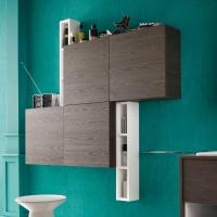A bathroom composition consisting of Atlantic / Frame Slim box shelves and open wall units