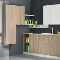 A laundry-room composition featuring the Atlantic / Frame Slim box shelf