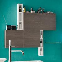 A bathroom composition consisting of Atlantic / Frame Slim box shelves and open wall units
