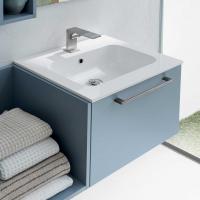 Atlantic Recessed wall-mounted bathroom vanity with basket drawer in H6 Jasmine matt lacquer and large cod.68 handle