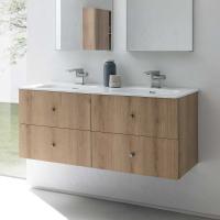 Atlantic wall-mounted bathroom vanity in 275 Evoke wood-effect melamine 