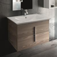 Atlantic Recessed D.50 Modern bathroom cabinet with integrated basin in the 265 Tivoli wood-effect melamine finish