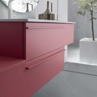Close up of the two cabinet units with 1 drawer and cod.16 handles - H3 Peonia matt lacquer