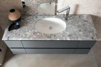View of the built-in undermount Oval washbasin from above - in glossy white ceramic