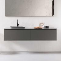 Atlantic wall-mounted bathroom vanity with deep drawer in 271 Reflex Carbon wood-effect melamine 