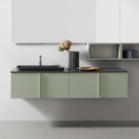 Atlantic D.60 wall-mounted bathroom vanity with deep drawer in N3 Salvia sandblasted lacquer