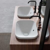 Double Movado 45 built-in countertop washbasin in glossy white ceramic