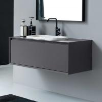 Atlantic bathroom vanity with basket drawer in 271 reflex Carbon wood-effect melamine 