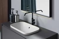 Built-in Movado 58 countertop washbasin in glossy white ceramic