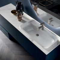 Countertop in gres stone (2U Streaked White - 1,3cm thick) with built-in Nice 80 washbasin