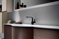 Recess detail with matte lacquered grip 34 black (continuation of washbasin on Atlantic base unit instead of curved end unit available on request)