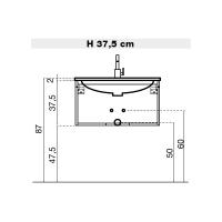 Schema con quote indicative per il montaggio di un mobile bagno con vasca integrata