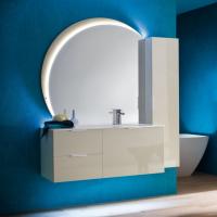 N15 Atlantic wall-mounted vanity unit matched with Moon Mirror and Column cabinet Atlantic