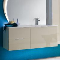 N15 Atlantic is a wall-mounted vanity unity with a large washbasin console - 112 glossy rope lacquered finish
