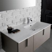 Mineralguss recessed washbasin in glossy white with lateral sink