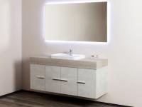 N64 Atlantic suspended bathroom vanity with 4 doors - Ceramic washbasin and mirror with integrated LED