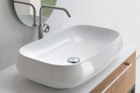 Soap countertop washbasin in glossy white ceramic