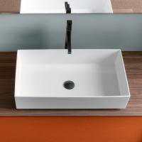 The Couture rectangular washbasin in glossy white Mineralguss