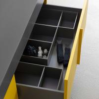 Deep drawer underneath the washbasin, complete with an organiser in the Orion Grey finish