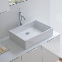 Close up of the Box 50 washbasin in glossy white ceramic
