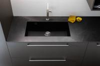 Washbasin mod. Amerigo in matt-black crystallite with work surface in gres 2X black natural
