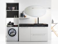 Oasis L03 laundry composition with washing-machine cabinet and mirror